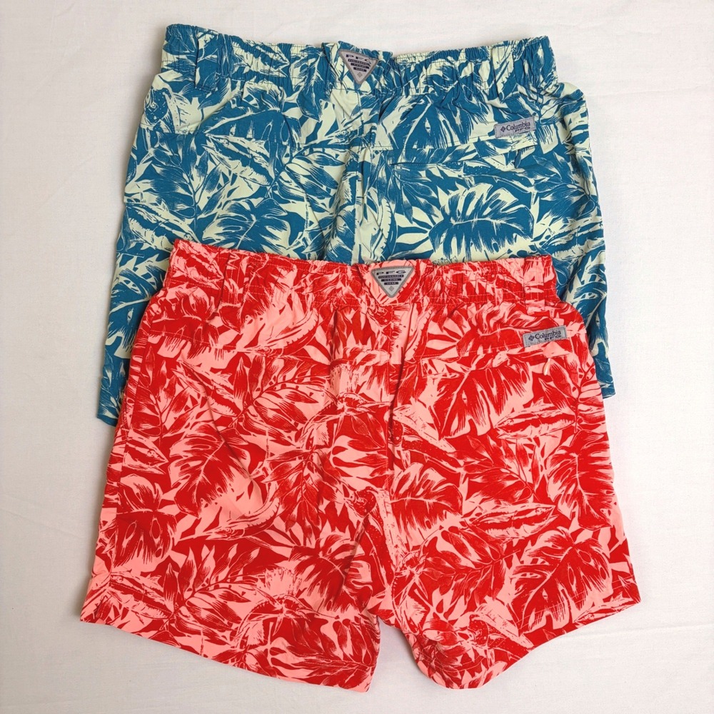 Columbia PFG Sandy River Shorts Bundle 2 Womens Small Tropical Leaf Fishing Gorp - Picture 1 of 16